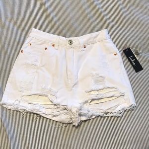 White high waisted shorts